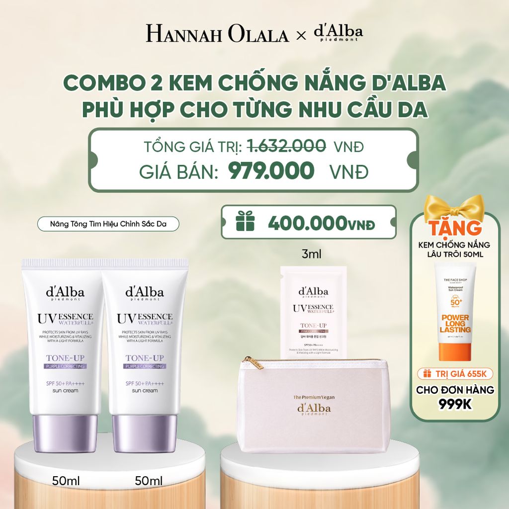  COMBO 2 KEM CHỐNG NẮNG D'ALBA PHÙ HỢP CHO TỪNG NHU CẦU DA - A571 