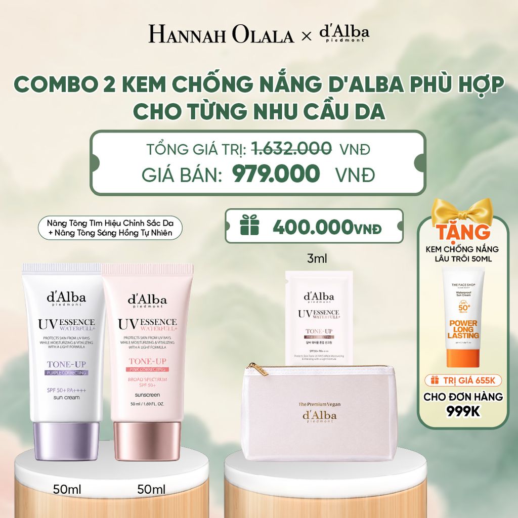  COMBO 2 KEM CHỐNG NẮNG D'ALBA PHÙ HỢP CHO TỪNG NHU CẦU DA - A571 