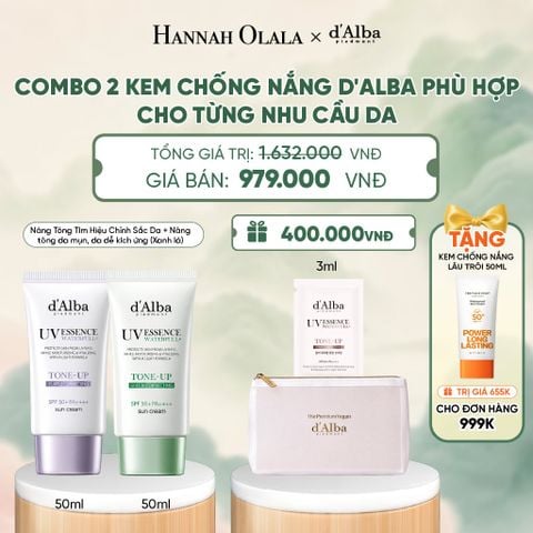  COMBO 2 KEM CHỐNG NẮNG D'ALBA PHÙ HỢP CHO TỪNG NHU CẦU DA - A571 