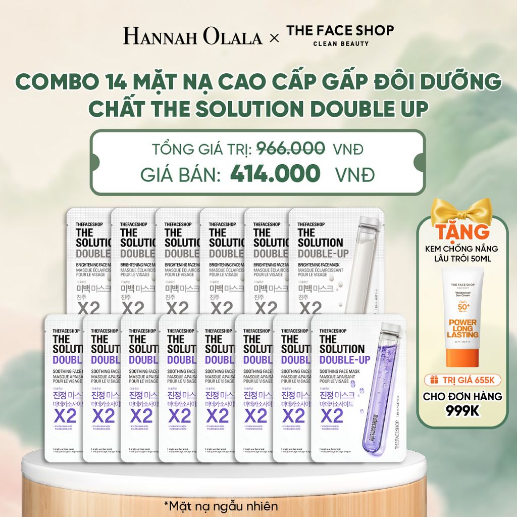  COMBO 14 MẶT NẠ CAO CẤP GẤP ĐÔI DƯỠNG CHẤT THE SOLUTION DOUBLE UP - A6 