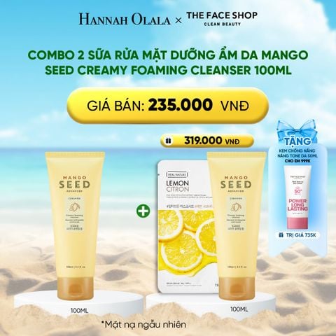  DEAL 7: COMBO 2 SỮA RỬA MẶT DƯỠNG ẨM DA MANGO SEED CREAMY FOAMING CLEANSER 100ML 