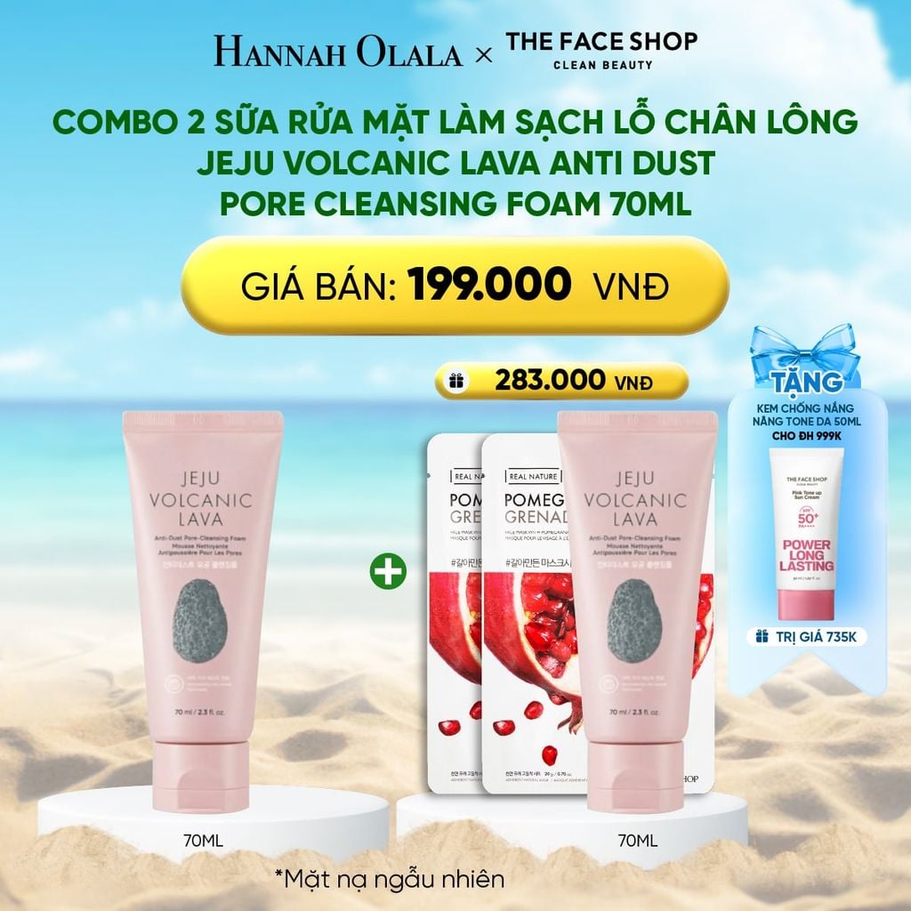 DEAL 8: COMBO 2 SỮA RỬA MẶT LÀM SẠCH LỖ CHÂN LÔNG JEJU VOLCANIC LAVA ANTI DUST PORE CLEANSING FOAM 70ML 