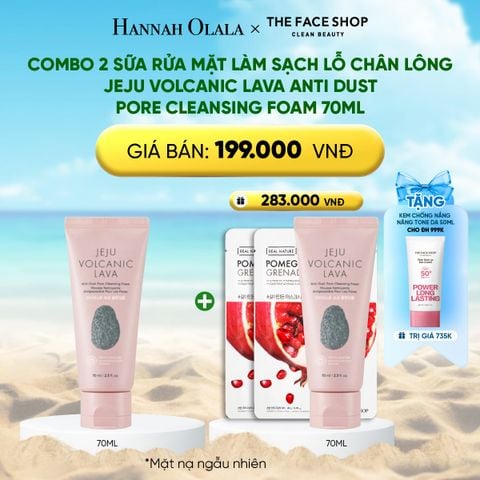  DEAL 8: COMBO 2 SỮA RỬA MẶT LÀM SẠCH LỖ CHÂN LÔNG JEJU VOLCANIC LAVA ANTI DUST PORE CLEANSING FOAM 70ML 