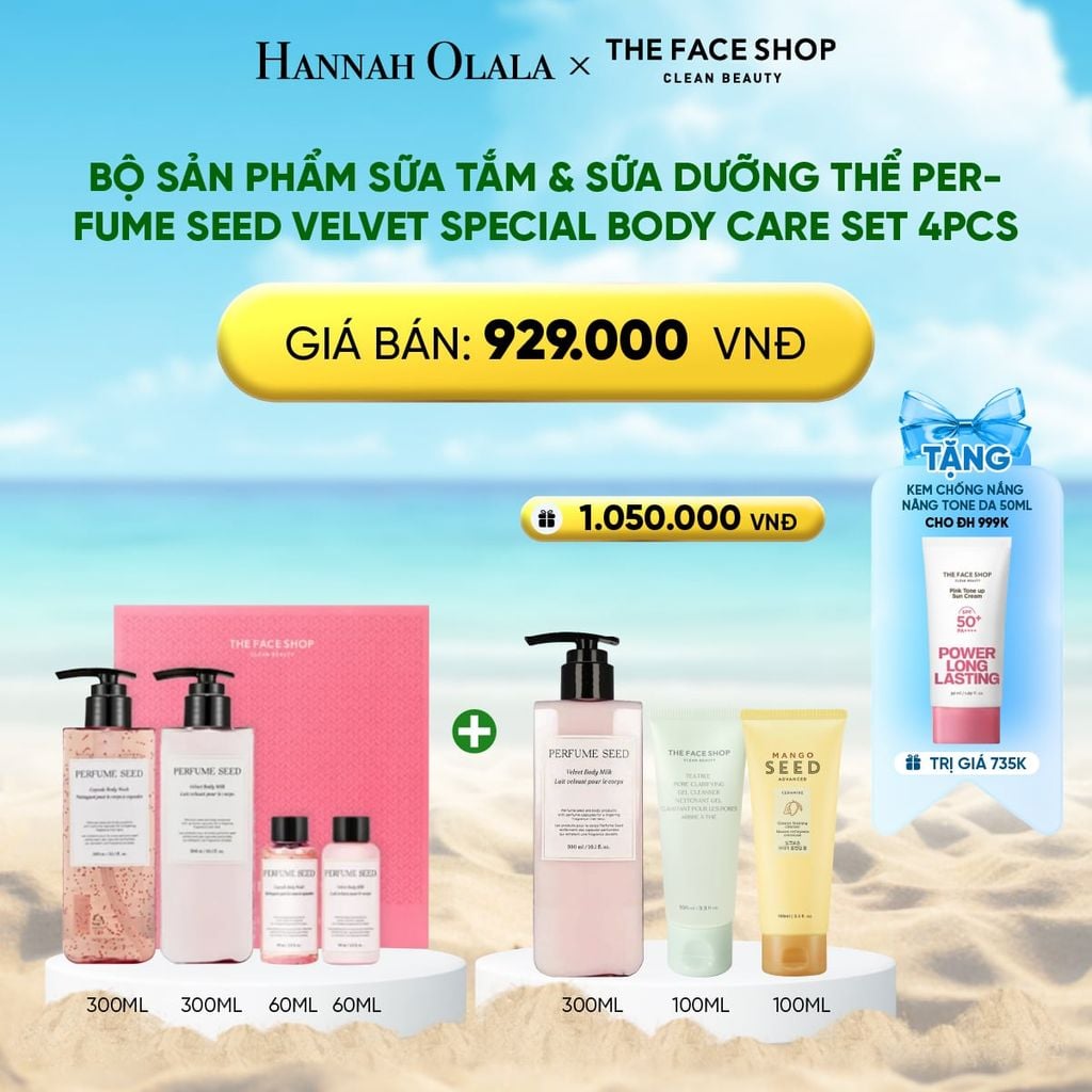  DEAL 11: BỘ SẢN PHẨM SỮA TẮM & SỮA DƯỠNG THỂ PERFUME SEED VELVET SPECIAL BODY CARE SET 4PCS 