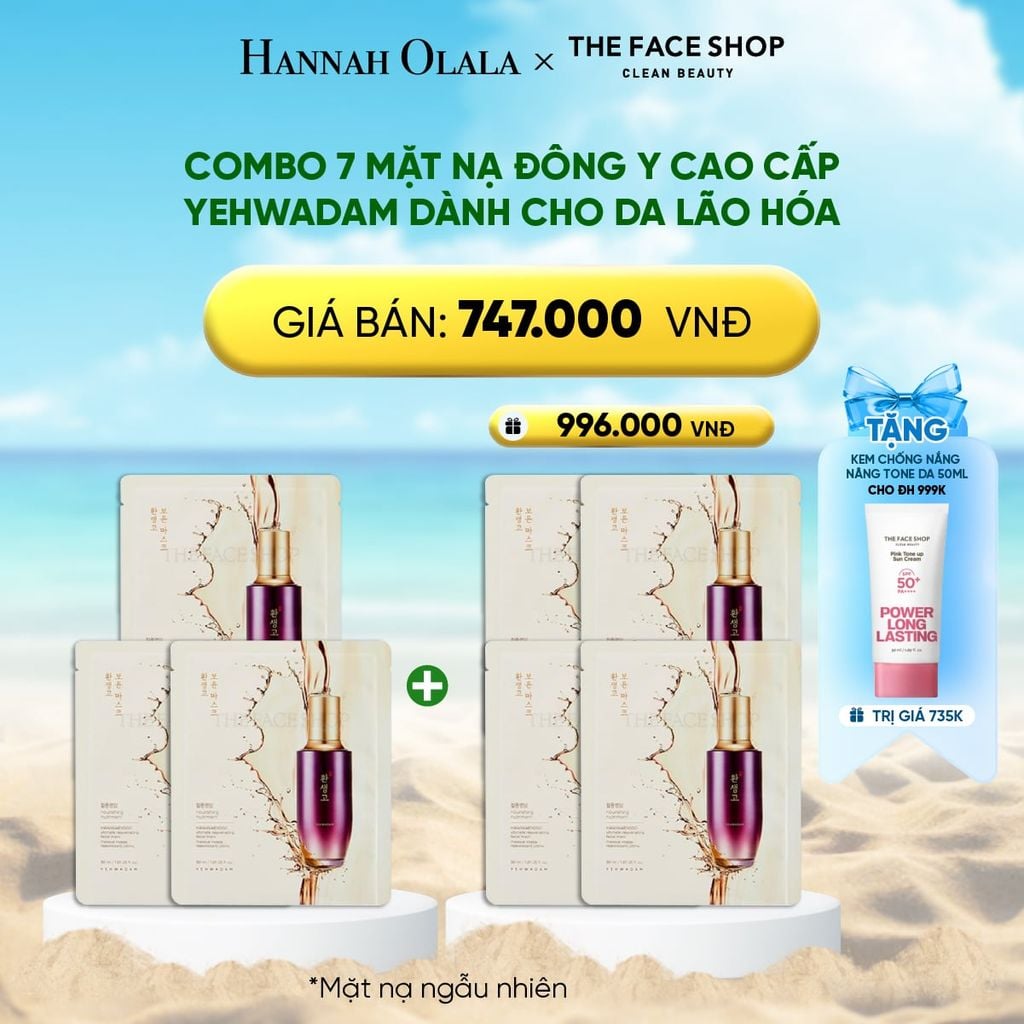  DEAL 14: COMBO 7 MẶT NẠ ĐÔNG Y CAO CẤP YEHWADAM DÀNH CHO DA LÃO HÓA 