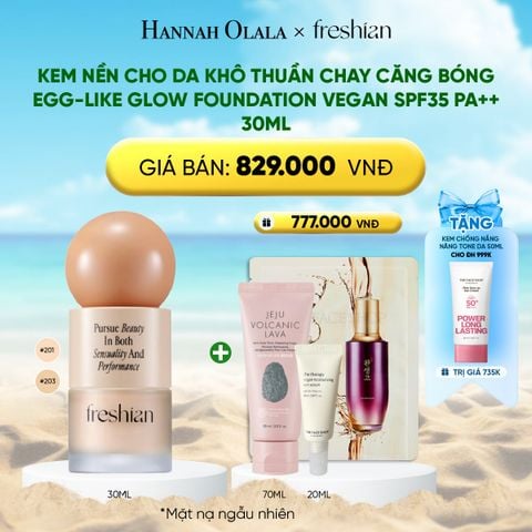  DEAL 2: KEM NỀN CHO DA KHÔ THUẦN CHAY CĂNG BÓNG EGG-LIKE GLOW FOUNDATION VEGAN SPF35 PA++ 30ML 