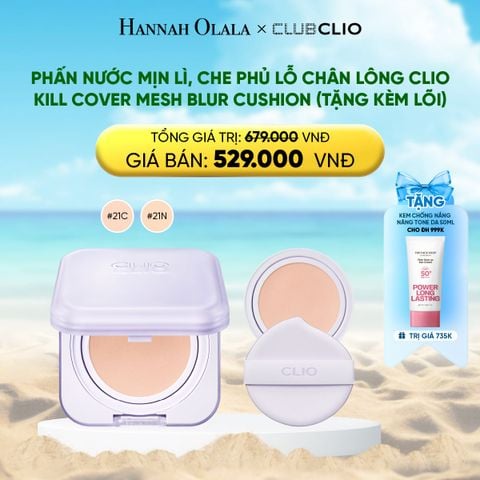  DEAL 1: PHẤN NƯỚC MỊN LÌ, CHE PHỦ LỖ CHÂN LÔNG CLIO KILL COVER MESH BLUR CUSHION (TẶNG KÈM LÕI) 