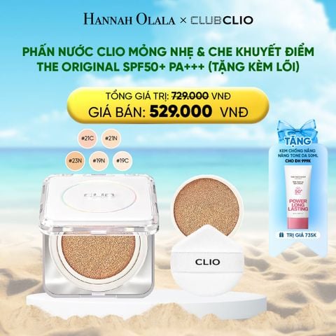  DEAL 2: PHẤN NƯỚC CLIO MỎNG NHẸ & CHE KHUYẾT ĐIỂM THE ORIGINAL SPF50+ PA+++ (TẶNG KÈM LÕI) 