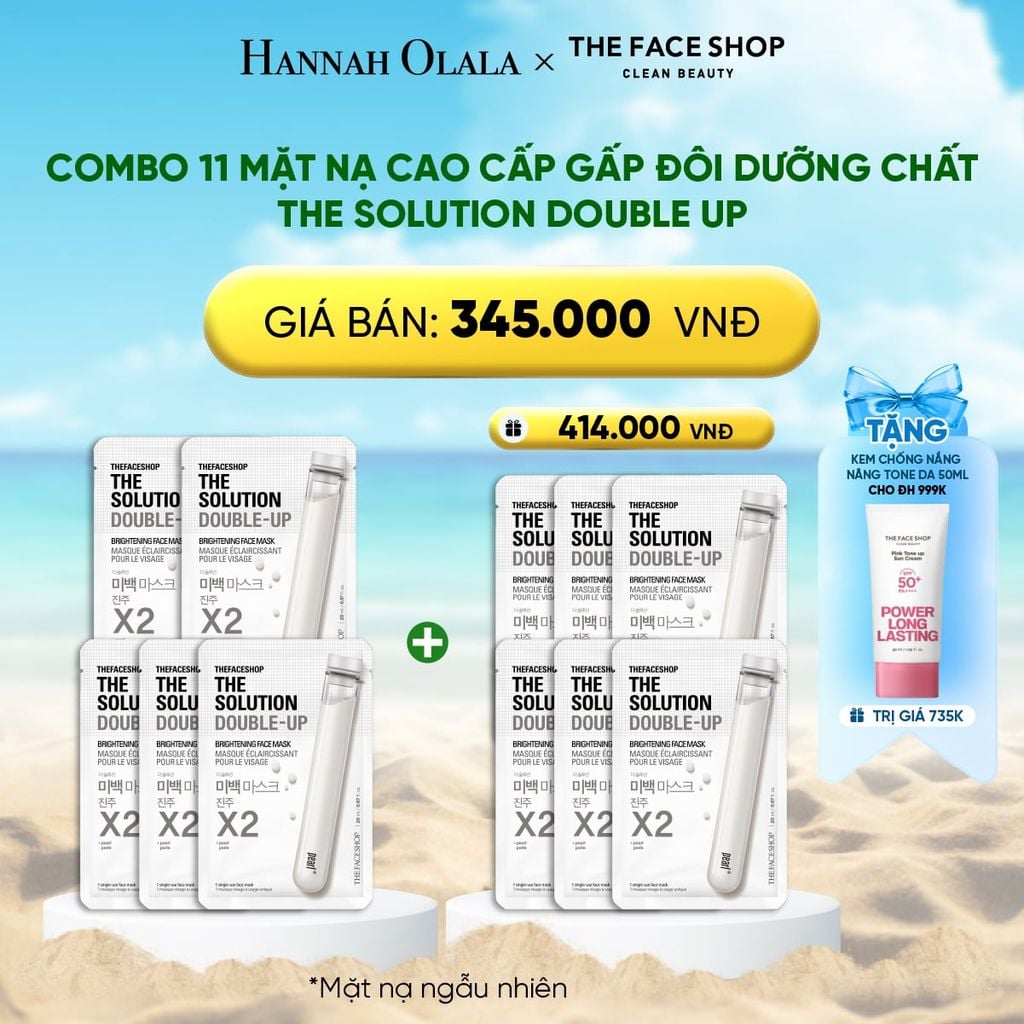  DEAL 3: COMBO 11 MẶT NẠ CAO CẤP GẤP ĐÔI DƯỠNG CHẤT THE SOLUTION DOUBLE UP 