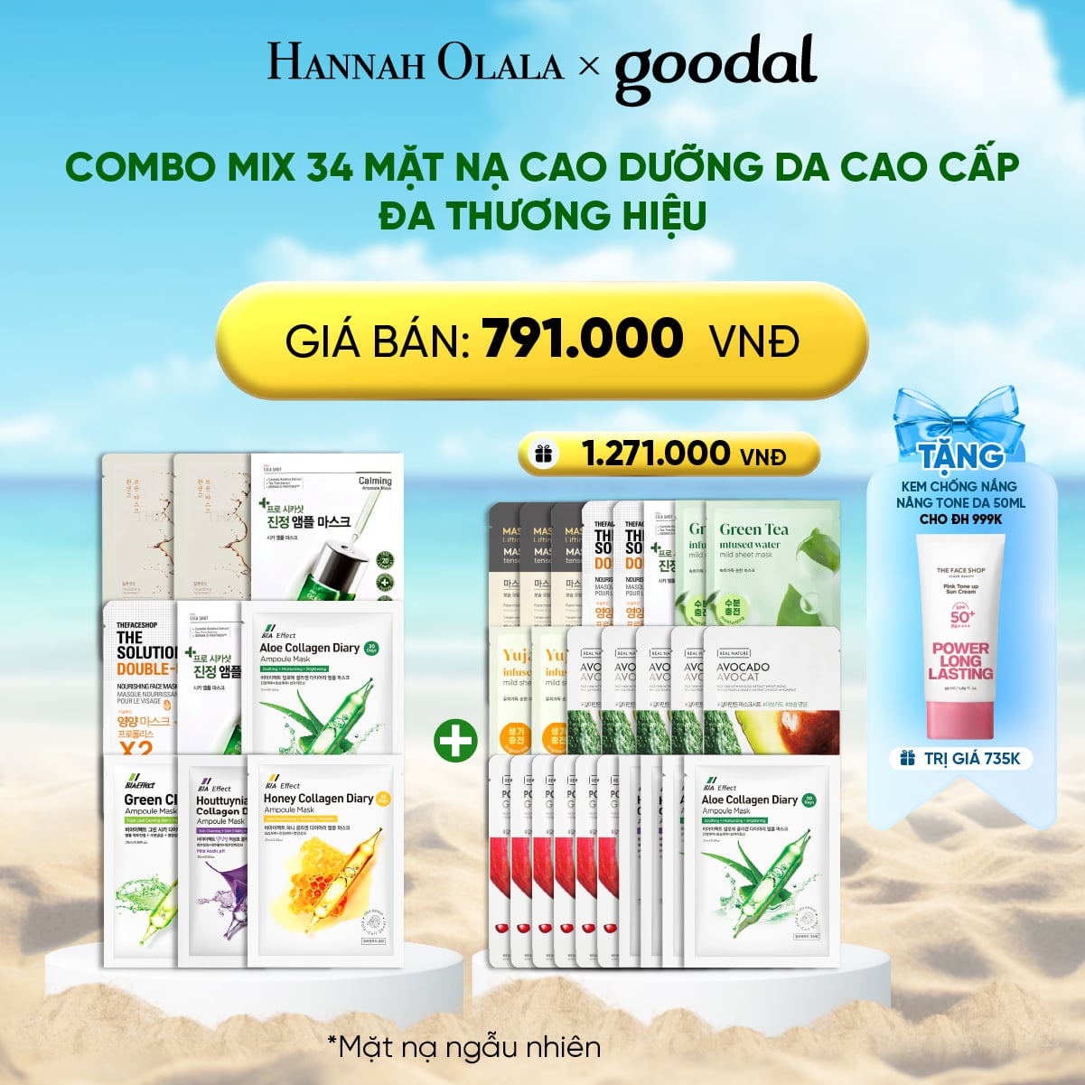 Combo Mặt Nạ Dưỡng Da Đa Thương Hiệu 34 Miếng