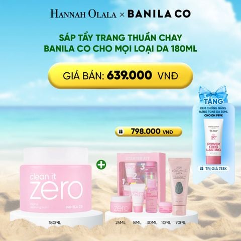  DEAL 1: SÁP TẨY TRANG THUẦN CHAY BANILA CO CHO MỌI LOẠI DA 180ML 