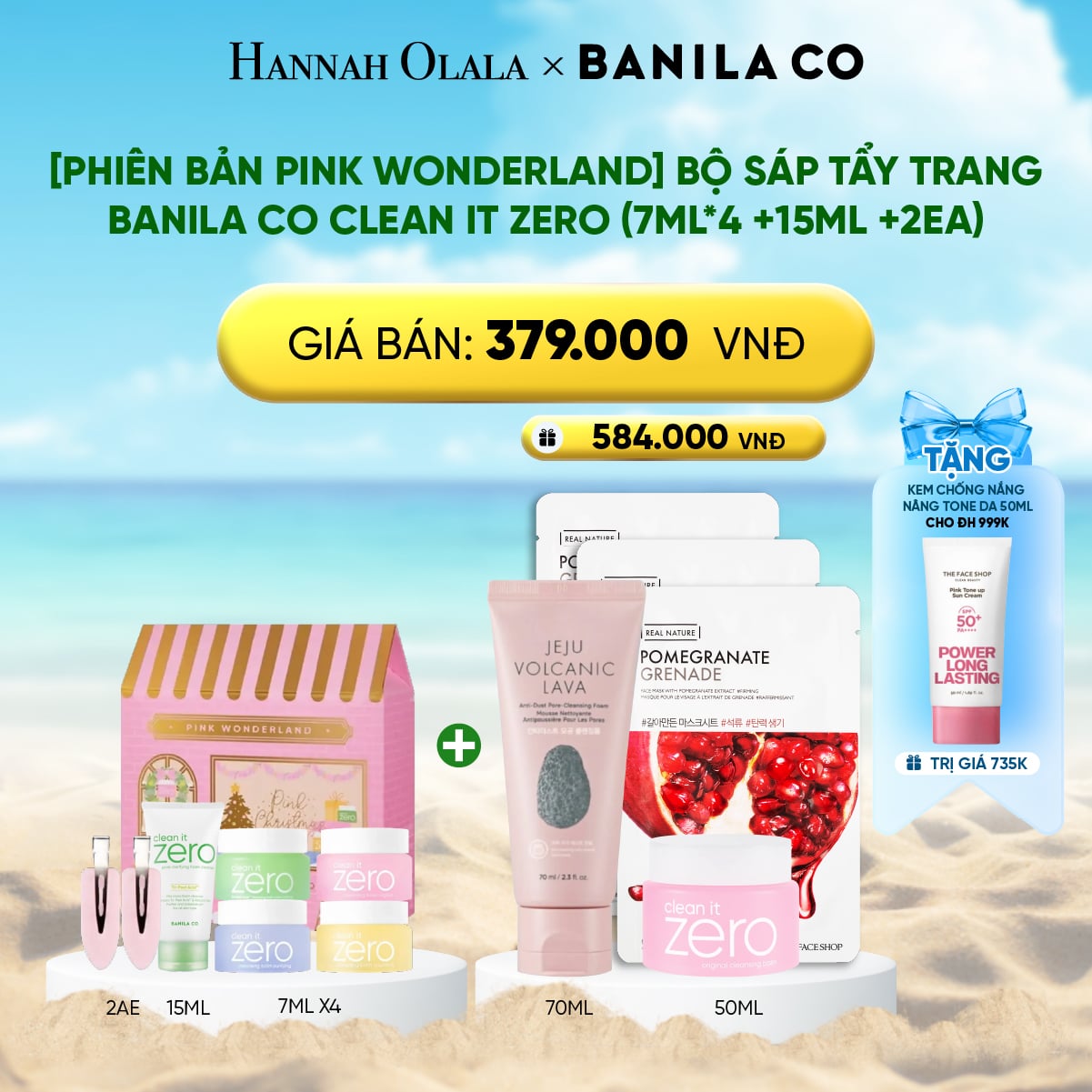 A1628_deal 2: [phiên bản pink wonderland] bộ sáp tẩy trang banila co clean it zero (7ml*4 +15ml +2ea)