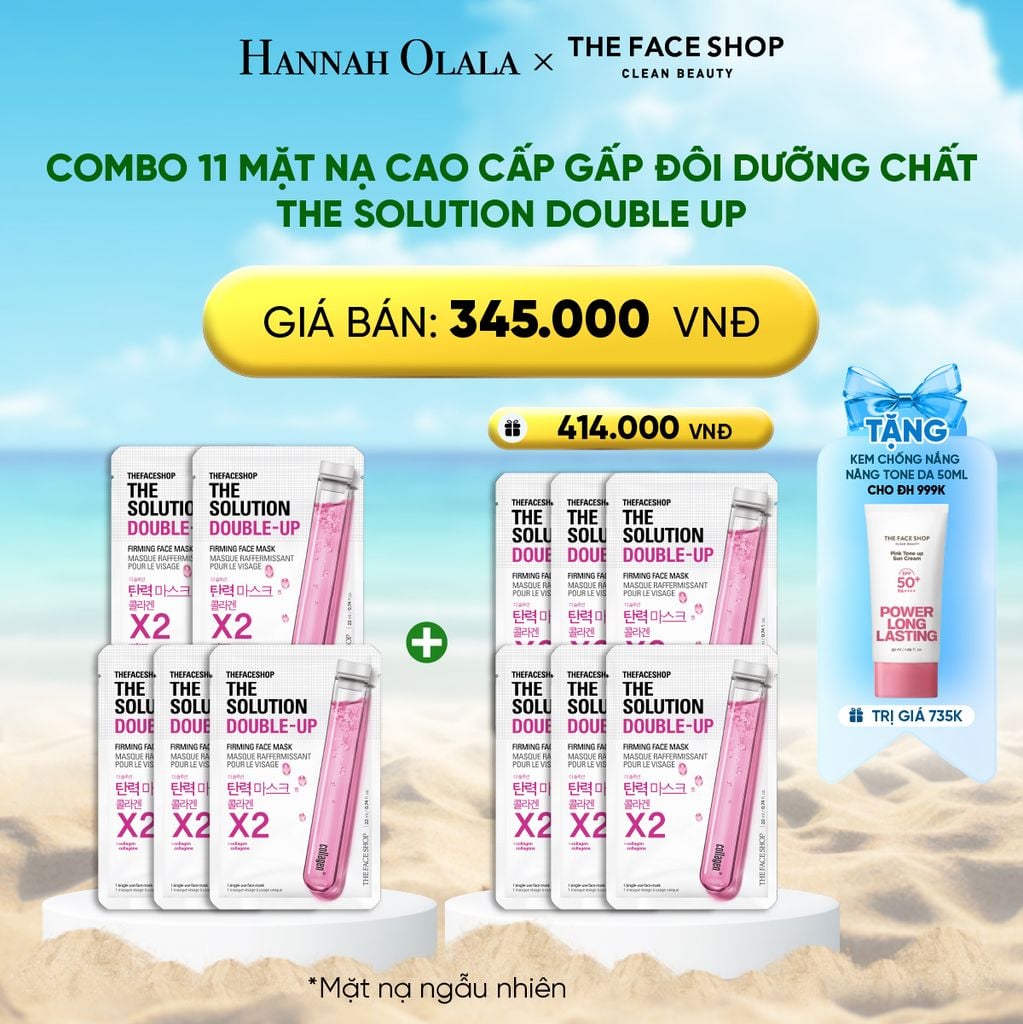  DEAL 3: COMBO 11 MẶT NẠ CAO CẤP GẤP ĐÔI DƯỠNG CHẤT THE SOLUTION DOUBLE UP 