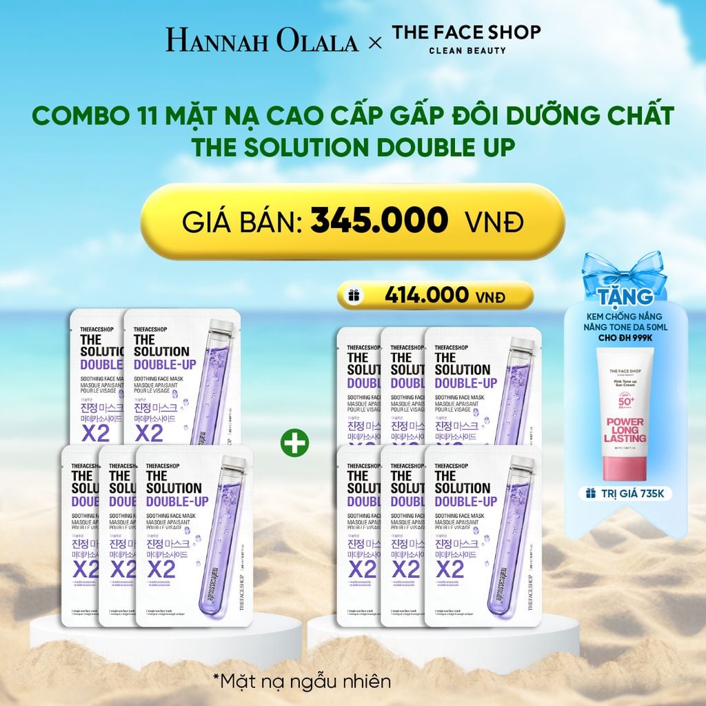 DEAL 3: COMBO 11 MẶT NẠ CAO CẤP GẤP ĐÔI DƯỠNG CHẤT THE SOLUTION DOUBLE UP 
