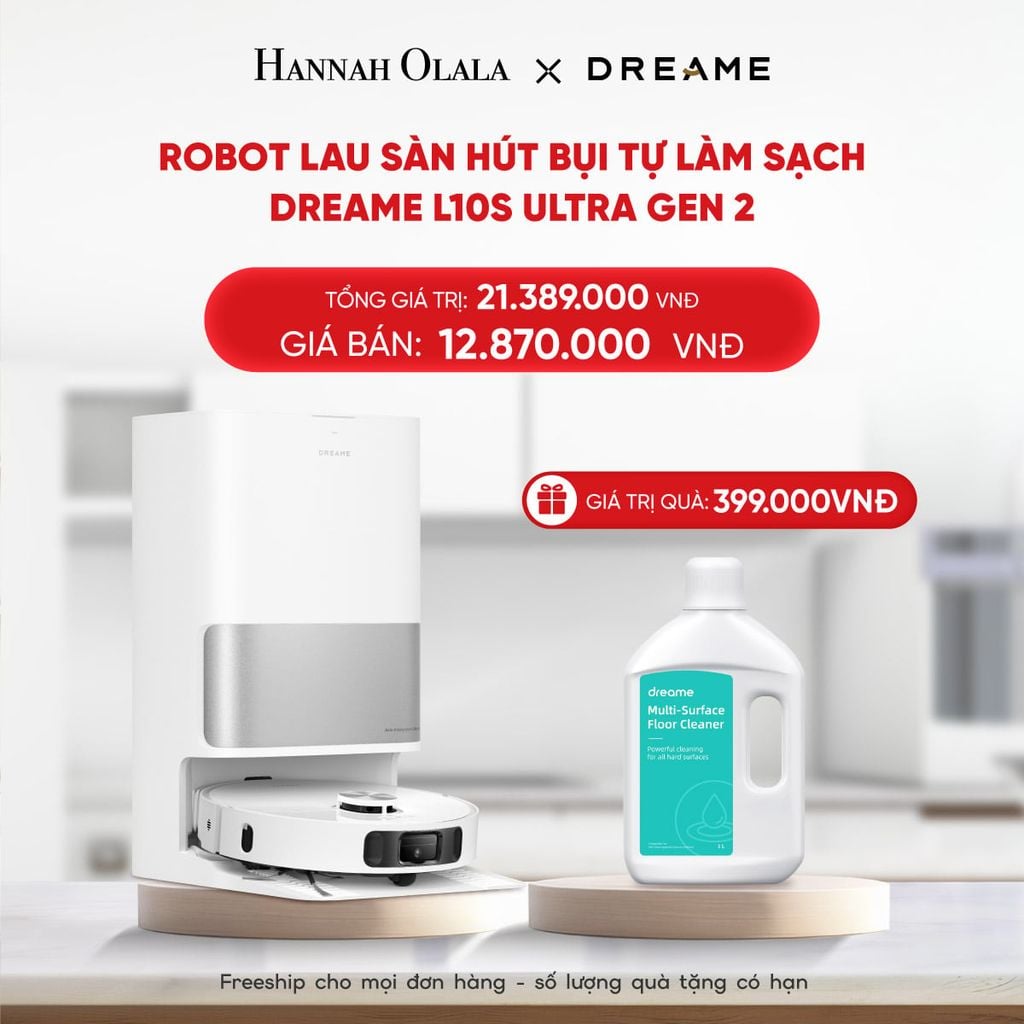  DEAL 1: ROBOT LAU SÀN HÚT BỤI TỰ LÀM SẠCH THÔNG MINH DREAME L10S ULTRA GEN 2 - BẢN QUỐC TẾ - BẢO HÀNH 24 THÁNG 
