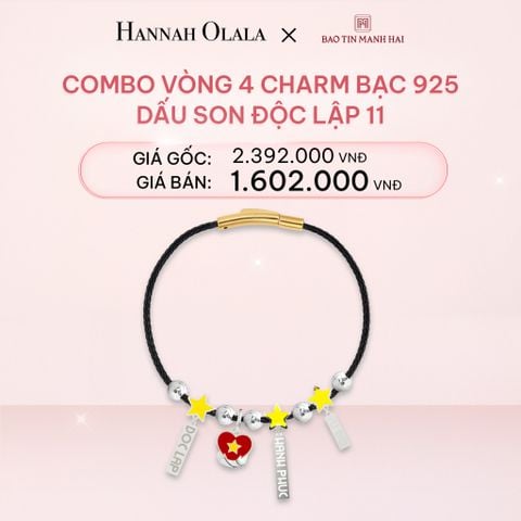  E327_DEAL 8: COMBO LẮC TAY BẠC 925 MÃ CB 4 CHARM MIX BI 11 BST A80 DẤU SON ĐỘC LẬP BẢO TÍN MẠNH HẢI 