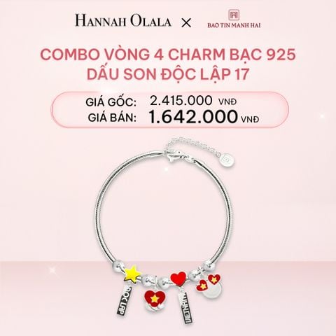  E328_DEAL 9: COMBO LẮC TAY BẠC 925 MÃ CB 4 CHARM MIX BI 17 BST A80 DẤU SON ĐỘC LẬP BẢO TÍN MẠNH HẢI 
