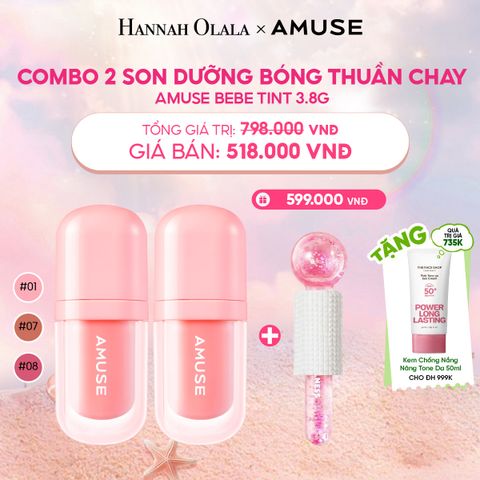  COMBO 2 SON DƯỠNG BÓNG THUẦN CHAY AMUSE BEBE TINT 3.8G 