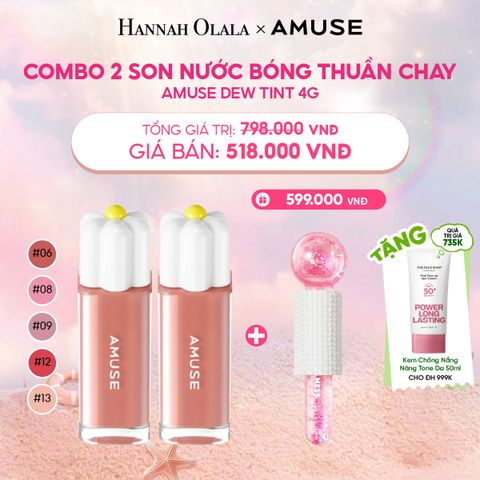  COMBO 2 SON NƯỚC BÓNG THUẦN CHAY AMUSE DEW TINT 4G 