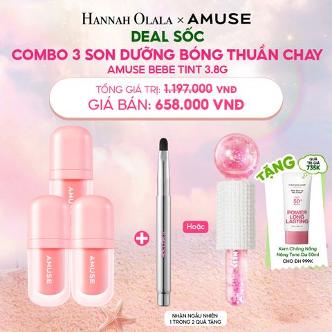  DEAL SỐC: COMBO 3 SON DƯỠNG BÓNG THUẦN CHAY AMUSE BEBE TINT 3.8G 