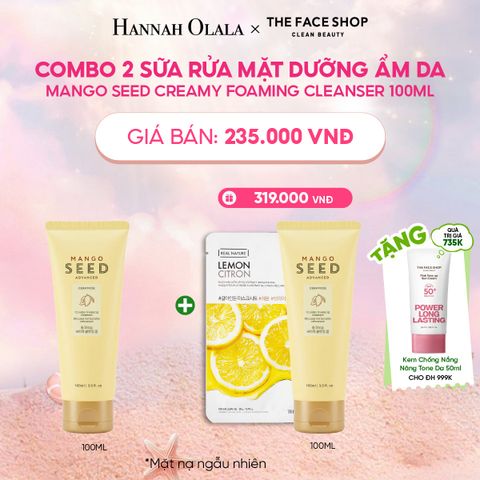  COMBO 2 SỮA RỬA MẶT DƯỠNG ẨM DA MANGO SEED CREAMY FOAMING CLEANSER 100ML 