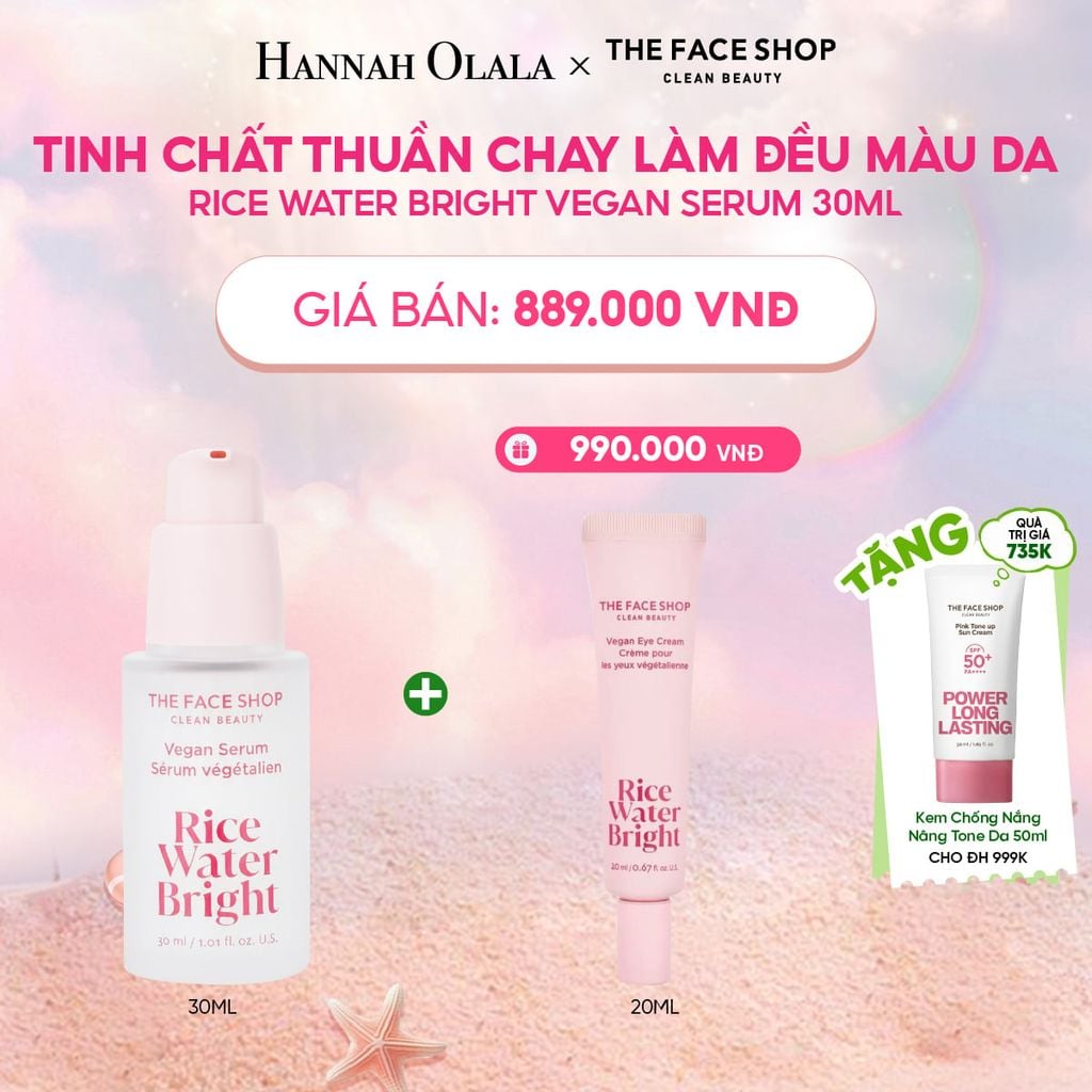  TINH CHẤT THUẦN CHAY LÀM ĐỀU MÀU DA RICE WATER BRIGHT VEGAN SERUM 30ML 