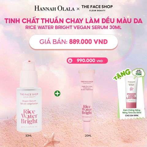  TINH CHẤT THUẦN CHAY LÀM ĐỀU MÀU DA RICE WATER BRIGHT VEGAN SERUM 30ML 