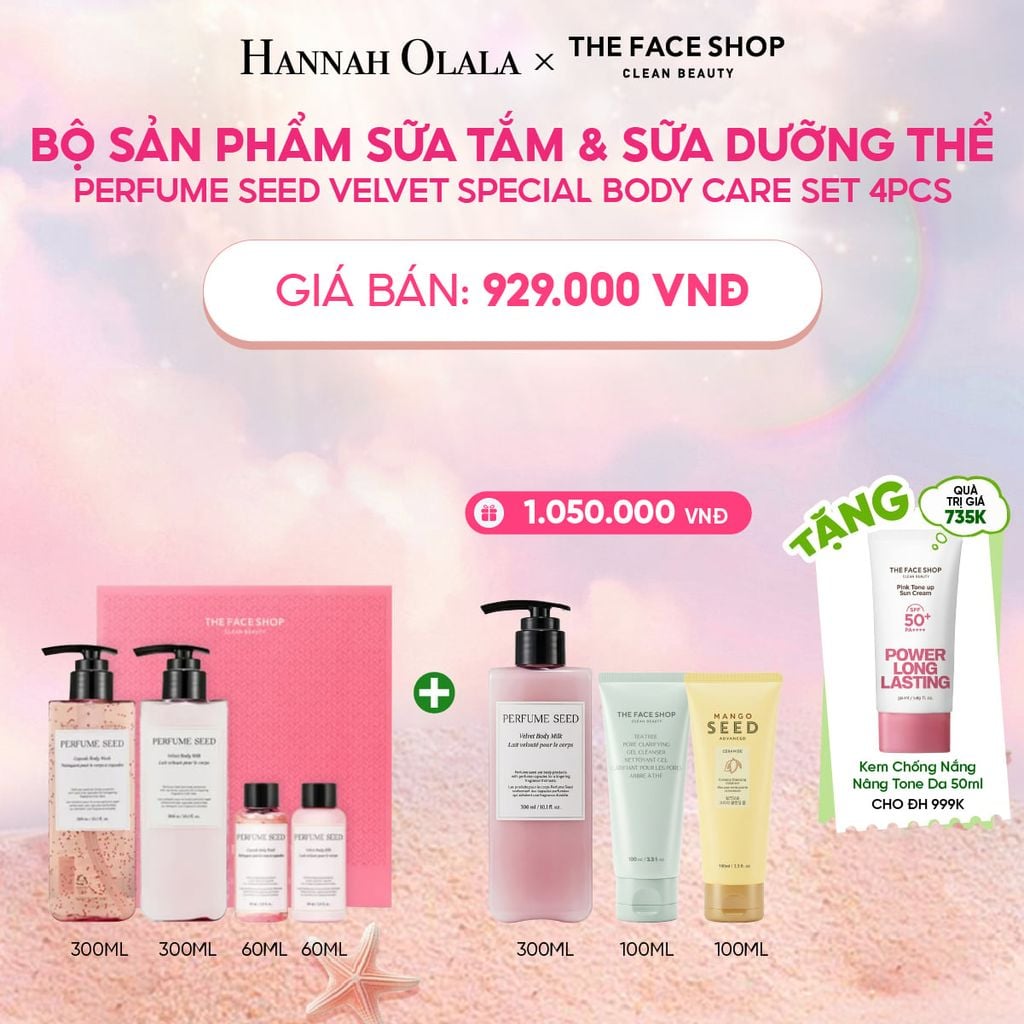  BỘ SẢN PHẨM SỮA TẮM & SỮA DƯỠNG THỂ PERFUME SEED VELVET SPECIAL BODY CARE SET 4PCS 
