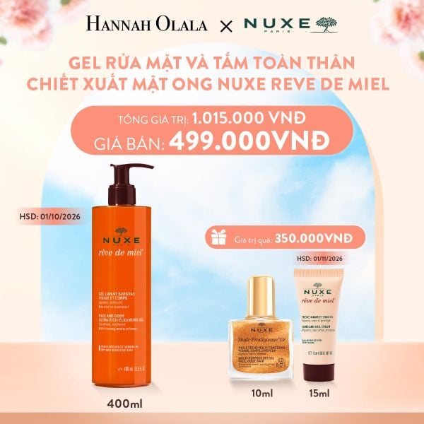  A614_DEAL 5: GEL RỬA MẶT VÀ TẮM TOÀN THÂN CHIẾT XUẤT MẬT ONG CHO DA KHÔ VÀ DA NHẠY CẢM NUXE REVE DE MIEL 400ML 