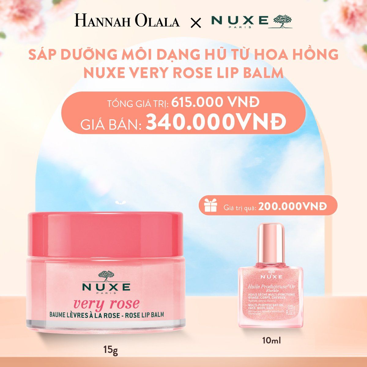  A615_DEAL 6: SÁP DƯỠNG MÔI NUXE LIP BALM 15G (MẬT ONG/ HOA HỒNG) 