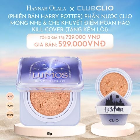  C319_DEAL 2: (PHIÊN BẢN HARRY POTTER) PHẤN NƯỚC CLIO MỎNG NHẸ & CHE KHUYẾT ĐIỂM HOÀN HẢO 15G (TẶNG KÈM LÕI) 