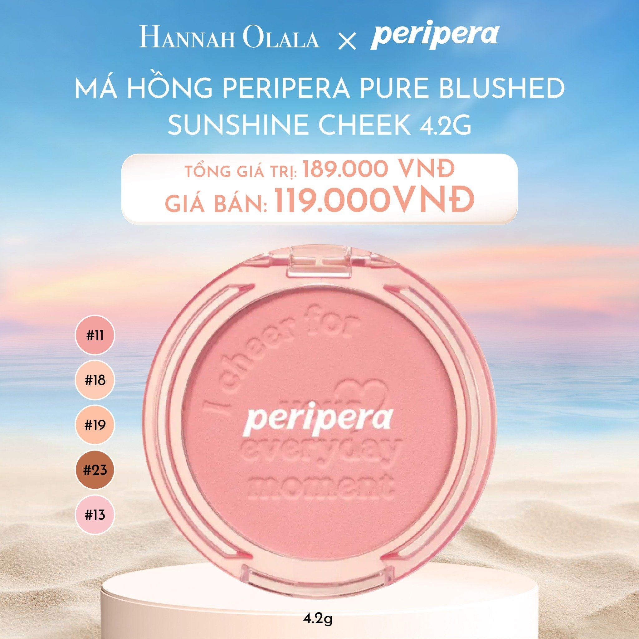  C354_DEAL 1: MÁ HỒNG PERIPERA PURE BLUSHED SUNSHINE 4.2G 
