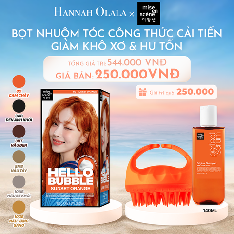  C858_DEAL 5: NHUỘM TÓC TẠI NHÀ MISE EN SCÈNE HELLO BUBBLE 100G DẠNG BỌT KEM, CÔNG THỨC CẢI TIẾN MỚI HẠN CHẾ KHÔ XƠ VÀ HƯ TỔN 