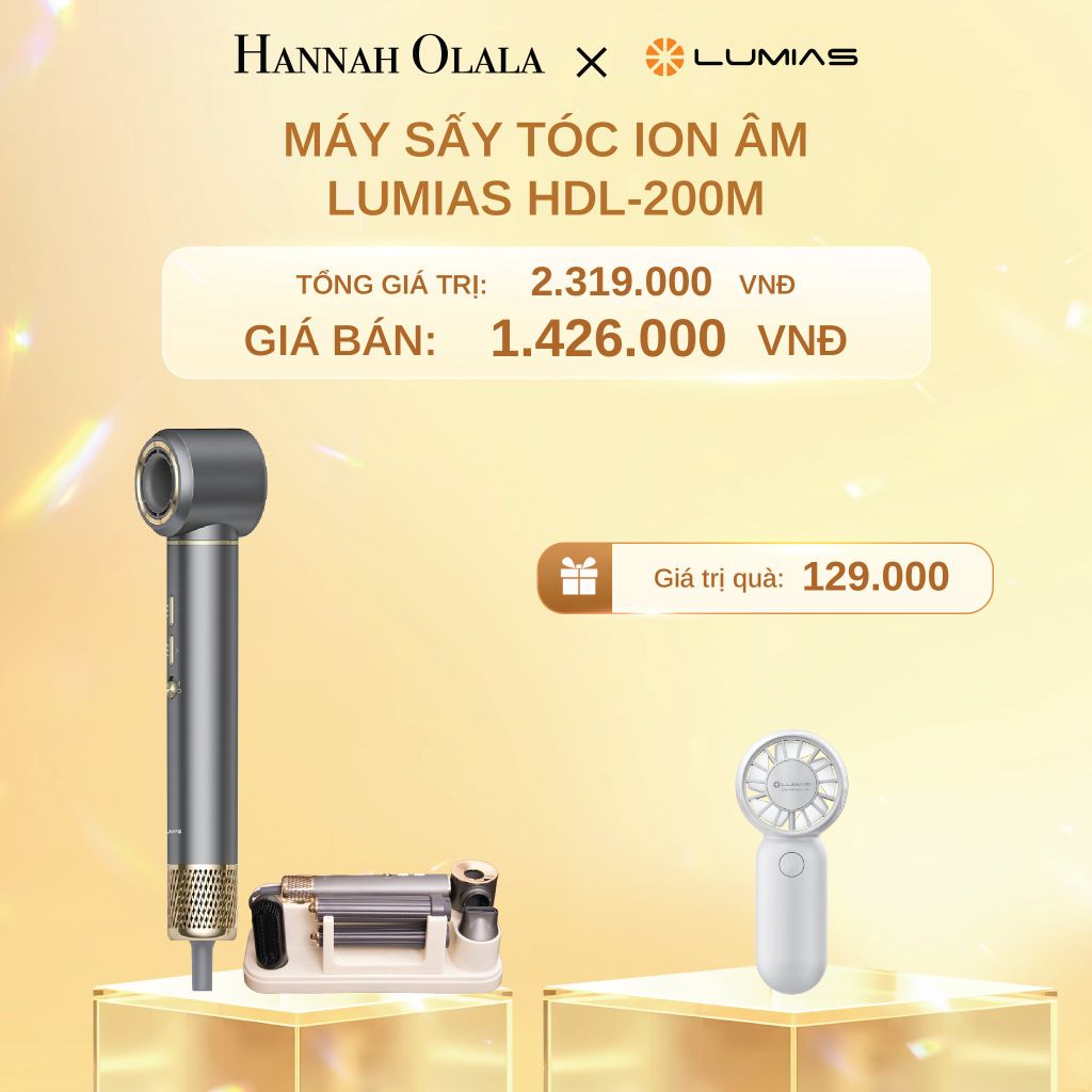  C1465_DEAL 8: MÁY SẤY TÓC ION ÂM LUMIAS HDL-200M (5 PHỤ KIỆN ĐẦU SẤY) 