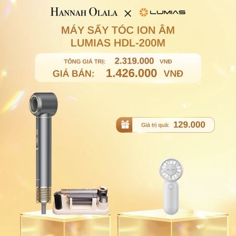 C1465_DEAL 8: MÁY SẤY TÓC ION ÂM LUMIAS HDL-200M (5 PHỤ KIỆN ĐẦU SẤY) 