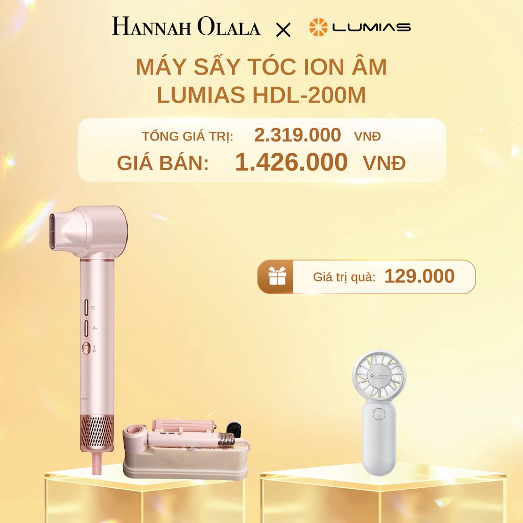  C1465_DEAL 8: MÁY SẤY TÓC ION ÂM LUMIAS HDL-200M (5 PHỤ KIỆN ĐẦU SẤY) 