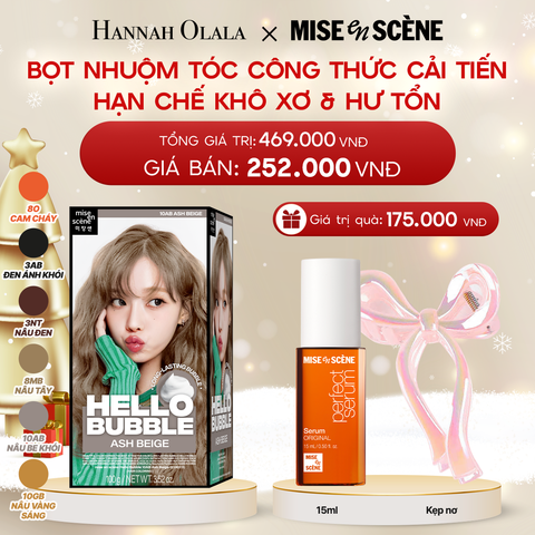  DEAL 4: NHUỘM TÓC TẠI NHÀ MISE EN SCÈNE HELLO BUBBLE 100G DẠNG BỌT KEM, CÔNG THỨC CẢI TIẾN MỚI HẠN CHẾ KHÔ XƠ VÀ HƯ TỔN 