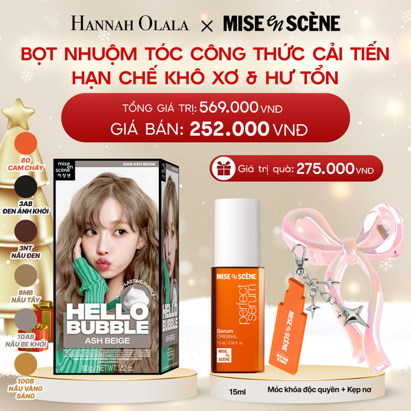  DEAL 4: [FLASH DEAL] NHUỘM TÓC TẠI NHÀ MISE EN SCÈNE HELLO BUBBLE 100G DẠNG BỌT KEM, CÔNG THỨC CẢI TIẾN MỚI HẠN CHẾ KHÔ XƠ VÀ HƯ TỔN 