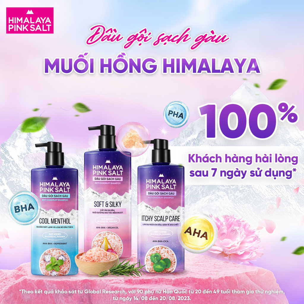  DẦU GỘI HIMALAYA PINK SALT MUỐI HỒNG CHO DA ĐẦU NGỨA, NGĂN RỤNG TÓC GIÚP MỀM MƯỢT, ÓNG Ả 650ML 