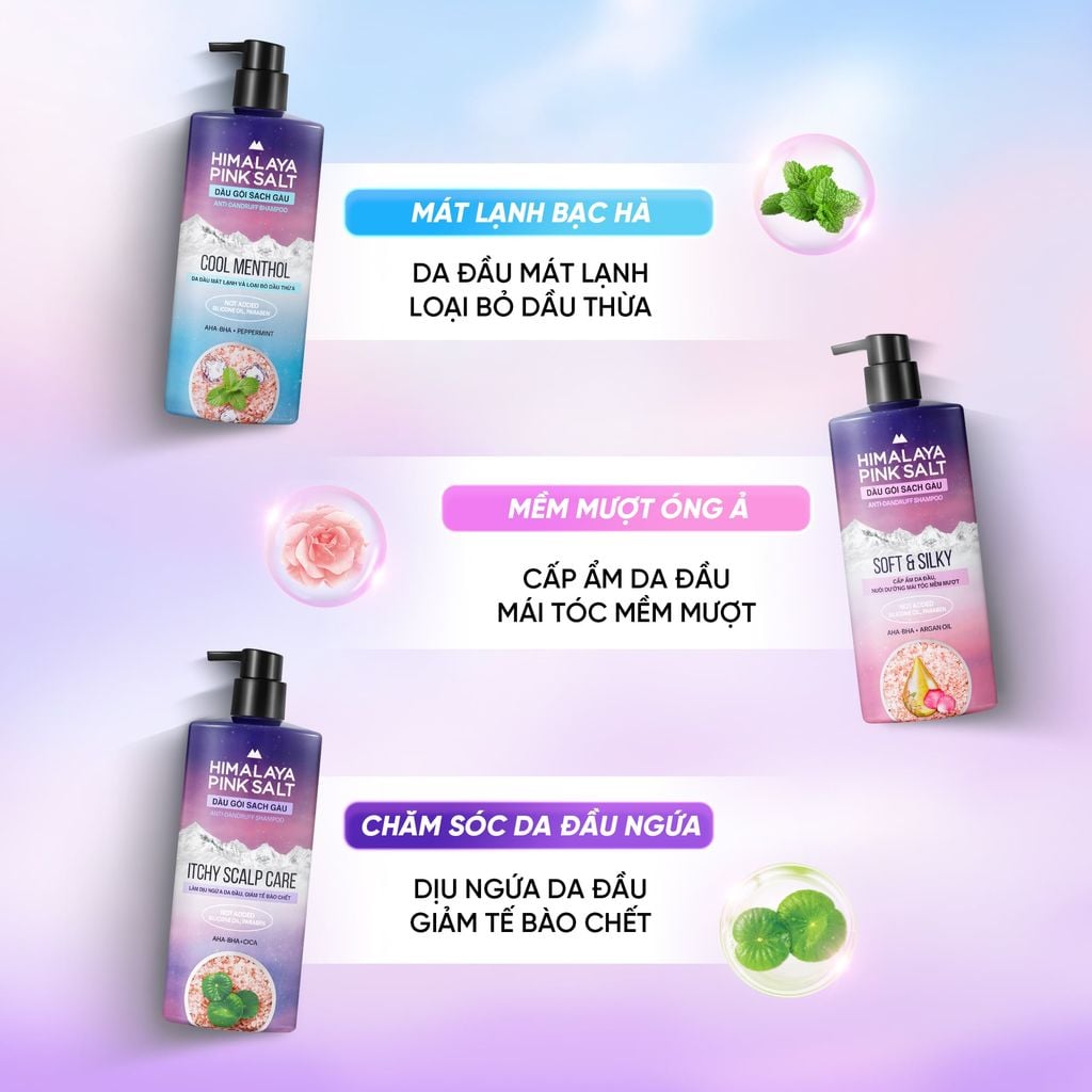  DẦU GỘI HIMALAYA PINK SALT MUỐI HỒNG CHO DA ĐẦU NGỨA, NGĂN RỤNG TÓC GIÚP MỀM MƯỢT, ÓNG Ả 650ML 