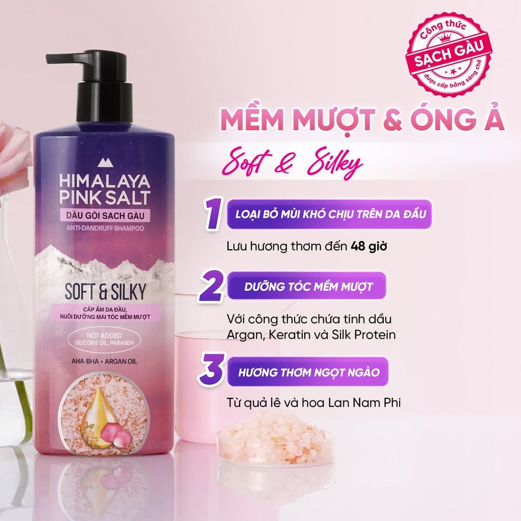  COMBO 02 DẦU GỘI HIMALAYA PINK SALT MUỐI HỒNG CHO DA ĐẦU NGỨA, NGĂN RỤNG TÓC GIÚP MỀM MƯỢT, ÓNG Ả 650ML 