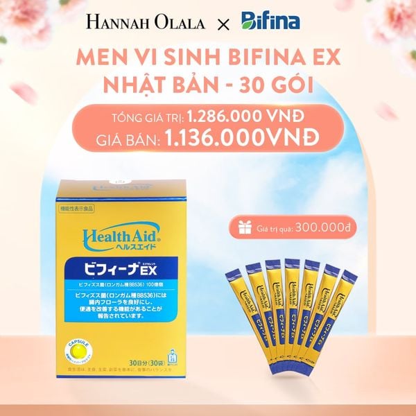  A119_DEAL 1: MEN VI SINH BIFINA EX NHẬT BẢN - HỘP 30 GÓI - HỖ TRỢ VIÊM ĐẠI TRÀNG, RUỘT KÍCH THÍCH, RỐI LOẠN TIÊU HÓA 