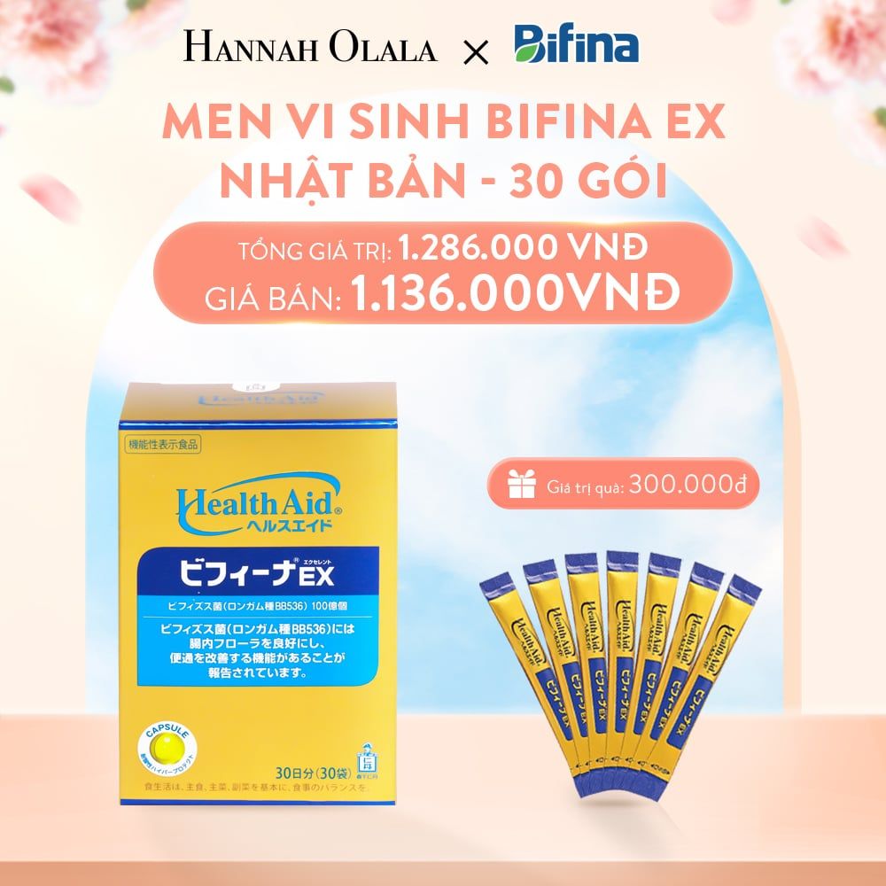  A119_DEAL 1: MEN VI SINH BIFINA EX NHẬT BẢN - HỘP 30 GÓI - HỖ TRỢ VIÊM ĐẠI TRÀNG, RUỘT KÍCH THÍCH, RỐI LOẠN TIÊU HÓA 