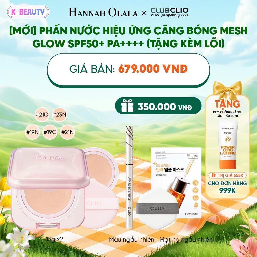  [MỚI] PHẤN NƯỚC HIỆU ỨNG CĂNG BÓNG MESH GLOW SPF50+ PA++++ (TẶNG KÈM LÕI)_K28 