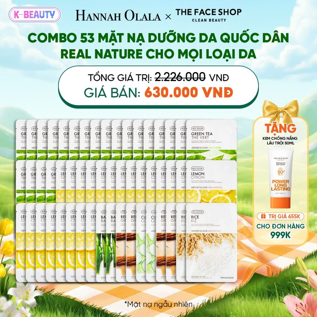  COMBO 53 MẶT NẠ DƯỠNG DA QUỐC DÂN REAL NATURE CHO MỌI LOẠI DA_K127 