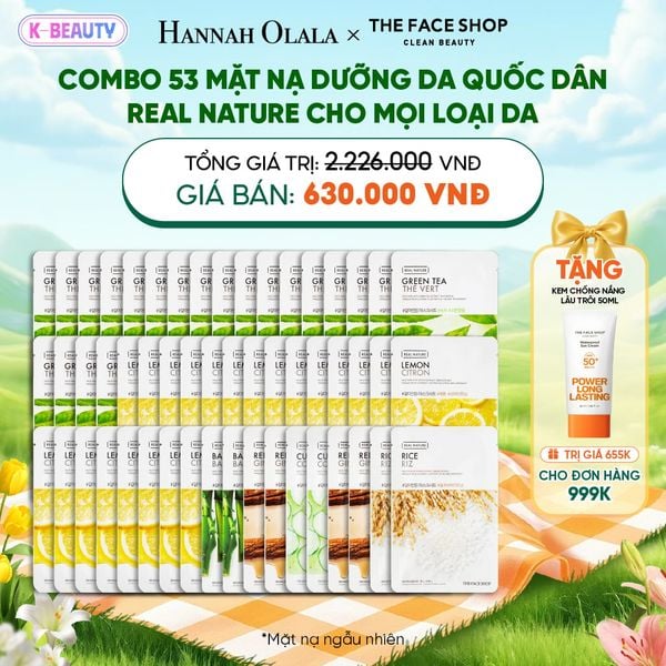  COMBO 53 MẶT NẠ DƯỠNG DA QUỐC DÂN REAL NATURE CHO MỌI LOẠI DA_K127 