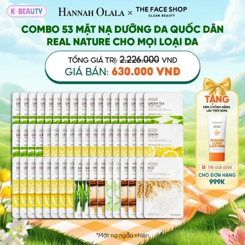  COMBO 53 MẶT NẠ DƯỠNG DA QUỐC DÂN REAL NATURE CHO MỌI LOẠI DA 
