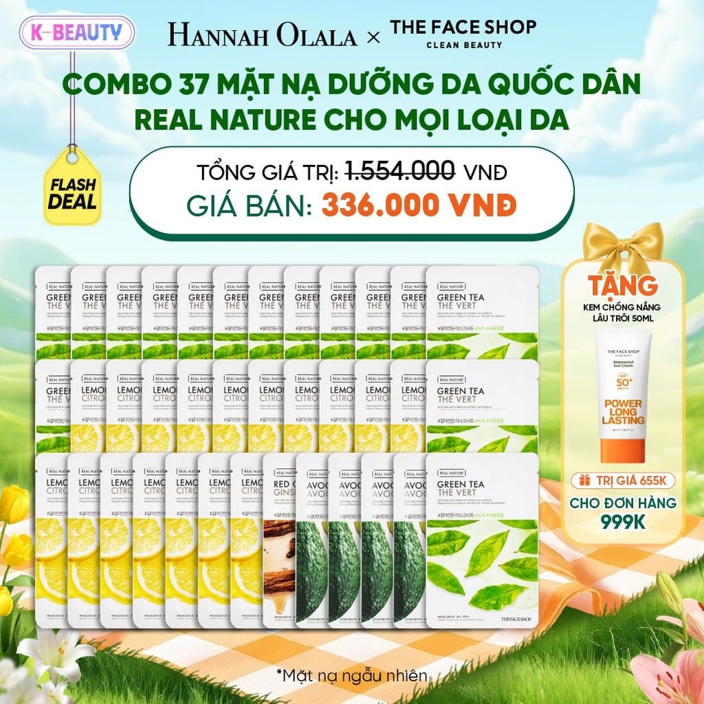  COMBO 37 MẶT NẠ DƯỠNG DA QUỐC DÂN REAL NATURE CHO MỌI LOẠI DA 