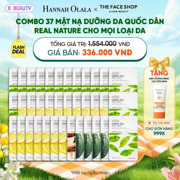  COMBO 37 MẶT NẠ DƯỠNG DA QUỐC DÂN REAL NATURE CHO MỌI LOẠI DA 