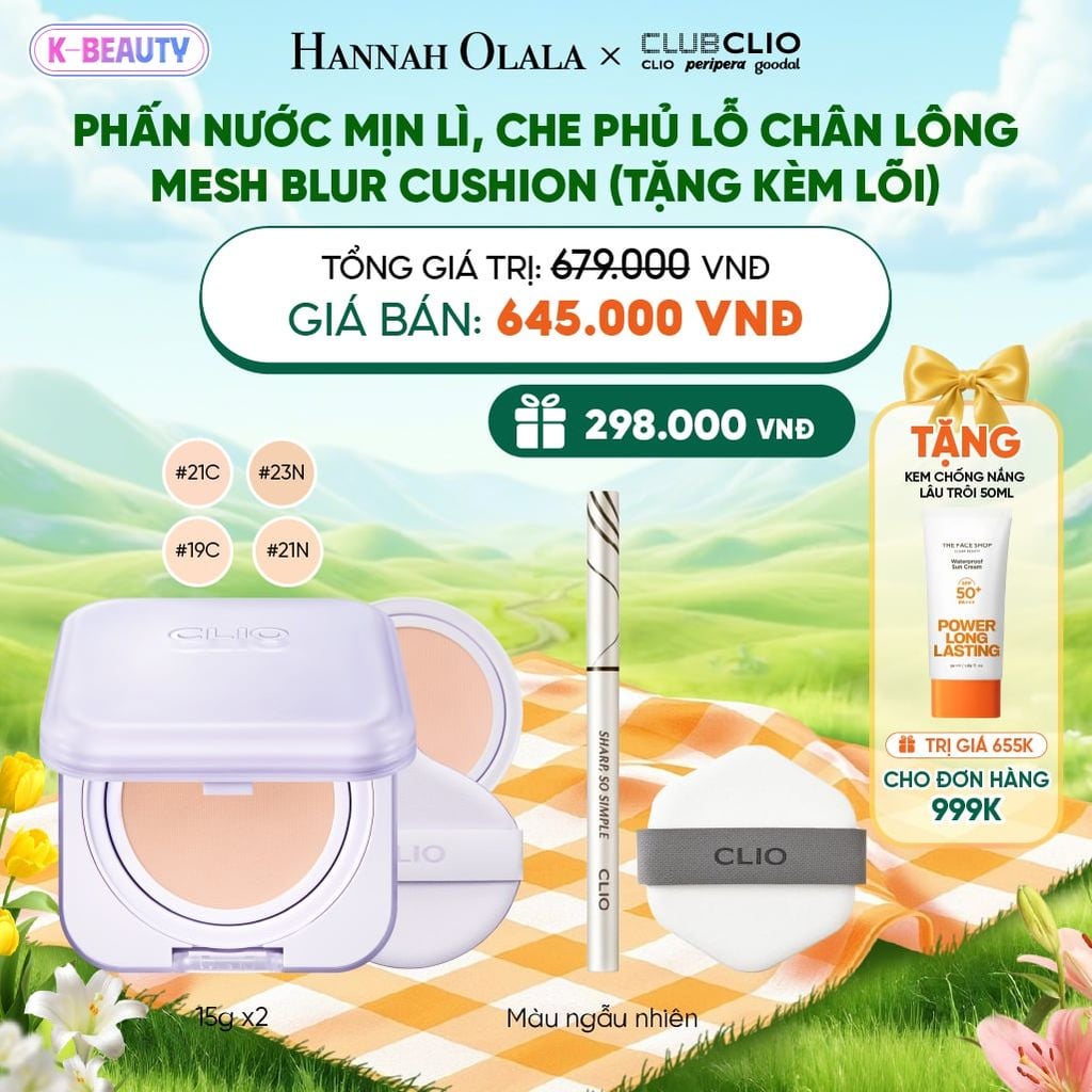  PHẤN NƯỚC MỊN LÌ, CHE PHỦ LỖ CHÂN LÔNG MESH BLUR (TẶNG KÈM LÕI)_K15 